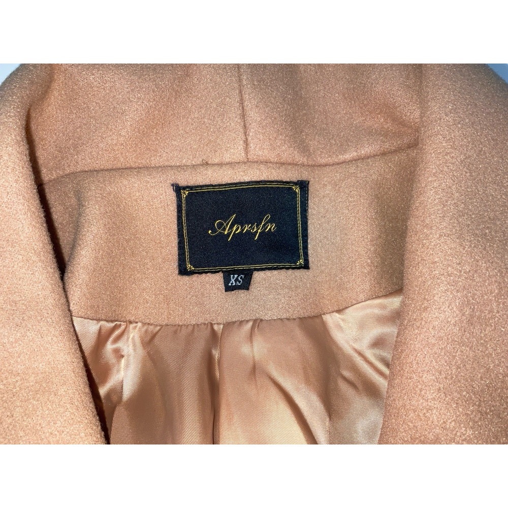 NWOT Women's Aprsfn Single‎ Button Notched Lapel Mid-Weight Peacoat Camel Tan XS - Picture 8 of 9